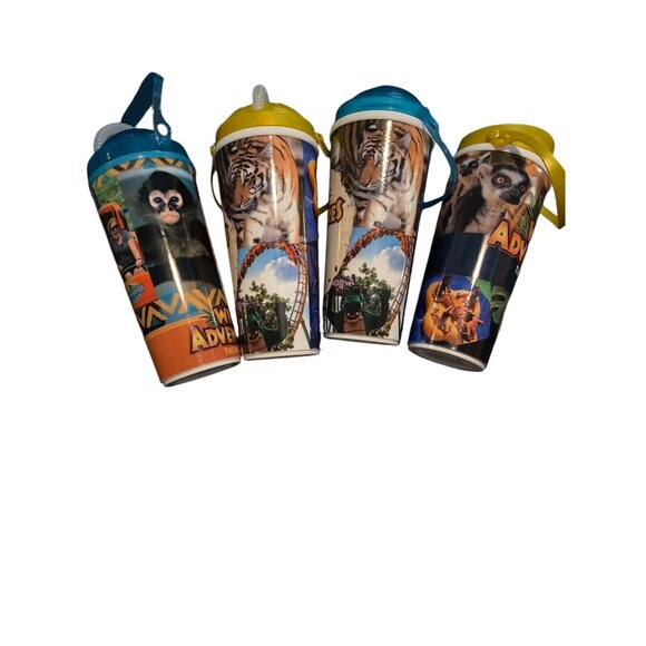 Wild Adventures Theme Park Souvenir Sipper Cups With Straws Safari Drinks Summer - Picture 10 of 10
